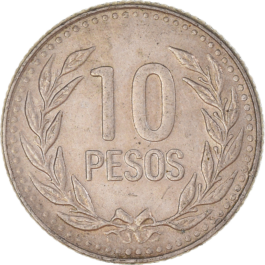 Moneda, Colombia, 10 Pesos, 1992