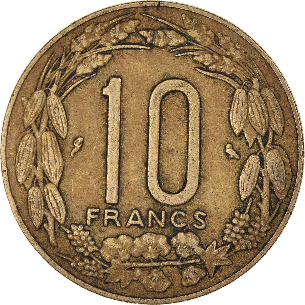 Moneda, Estados del África central, 10 Francs, 1974