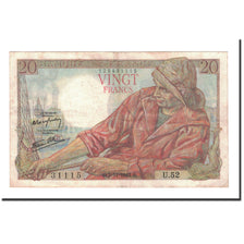 France, 20 Francs, Pêcheur, 1942, 1942-11-05, TTB, Fayette:13.4, KM:100a