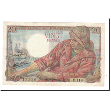 France, 20 Francs, Pêcheur, 1944, 1944-02-10, AU(50-53), Fayette:13.8, KM:100a