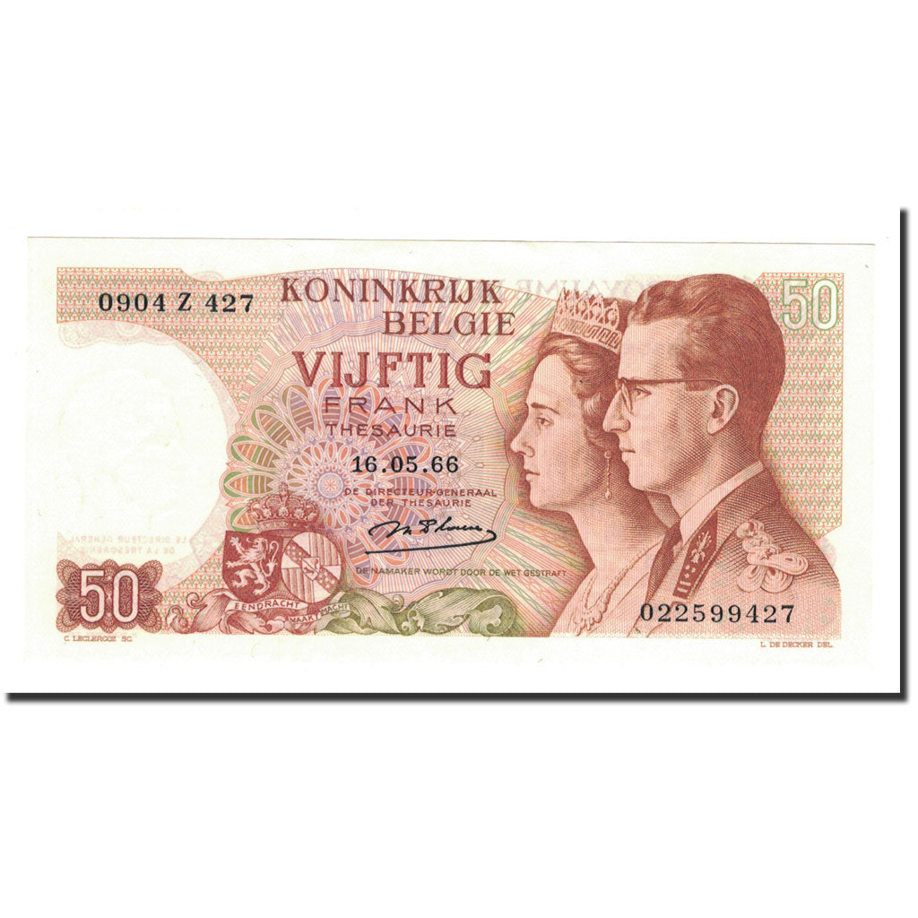Banknote, Belgium, 50 Francs, 1966, 1966-05-16, KM:139, AU(55-58)