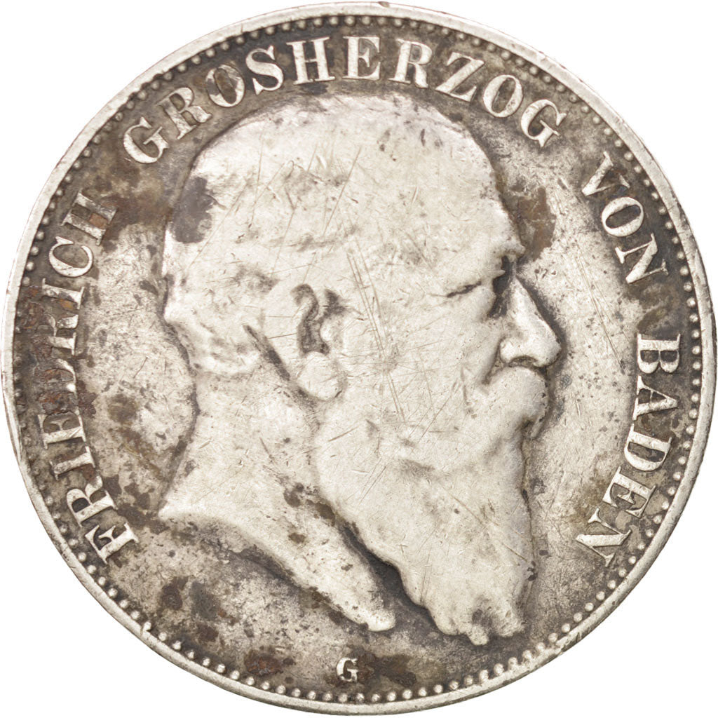 German States, 5 Mark, 1903, Karlsruhe, KM #274, VF(20-25), Silver, 38, 27.30