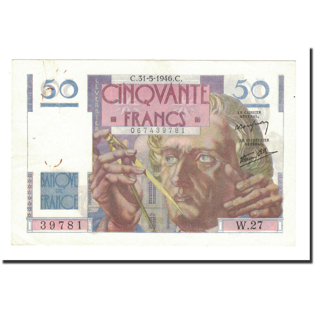 France, 50 Francs, Le Verrier, 1946, 1946-05-31, TTB+, Fayette:20.5, KM:127a