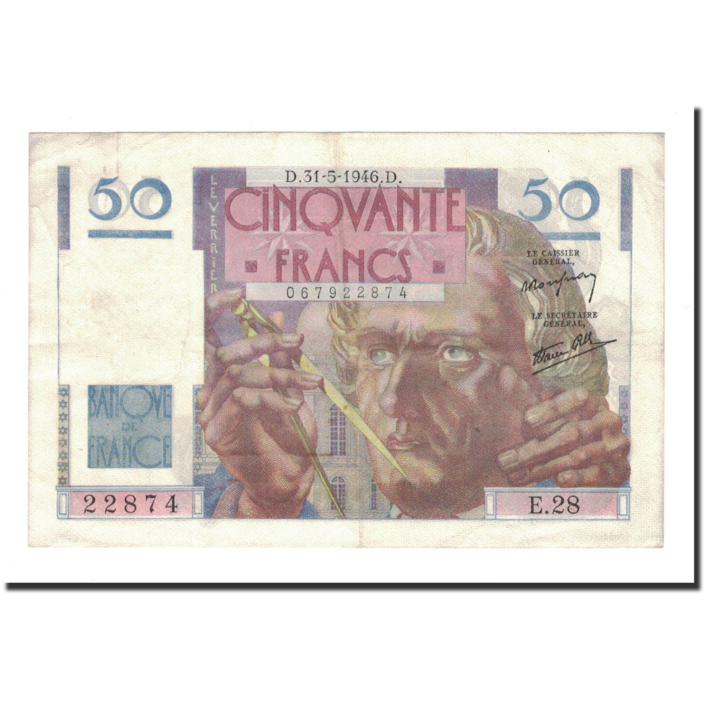 France, 50 Francs, Le Verrier, 1946, 1946-05-31, EF(40-45), Fayette:20.5