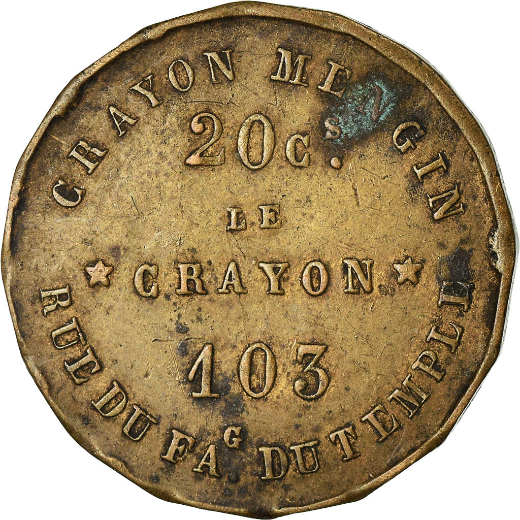 Francia, Token, Trades, Crayons Mengin, Faubourg du Temple, MB+, Rame