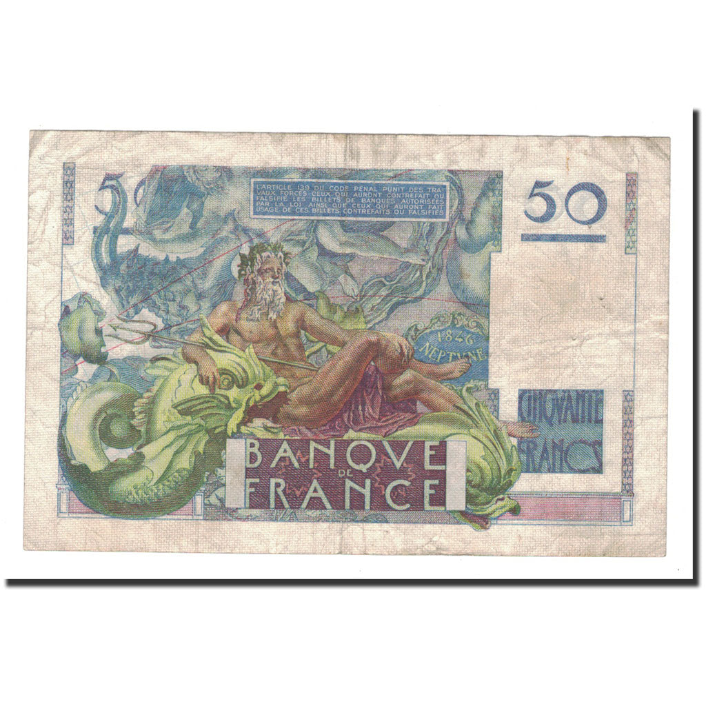 France, 50 Francs, Le Verrier, 1946, 1946-05-02, TB+, Fayette:20.3, KM:127a