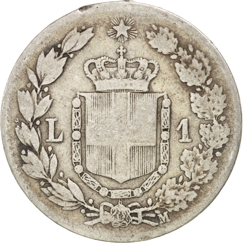 ITALY, Lira, 1887, Milan, KM #24.2, VF(20-25), Silver, 4.71