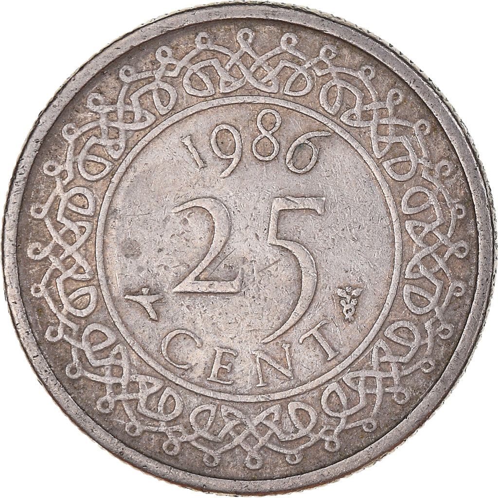 Moneda, Surinam, 25 Cents, 1986