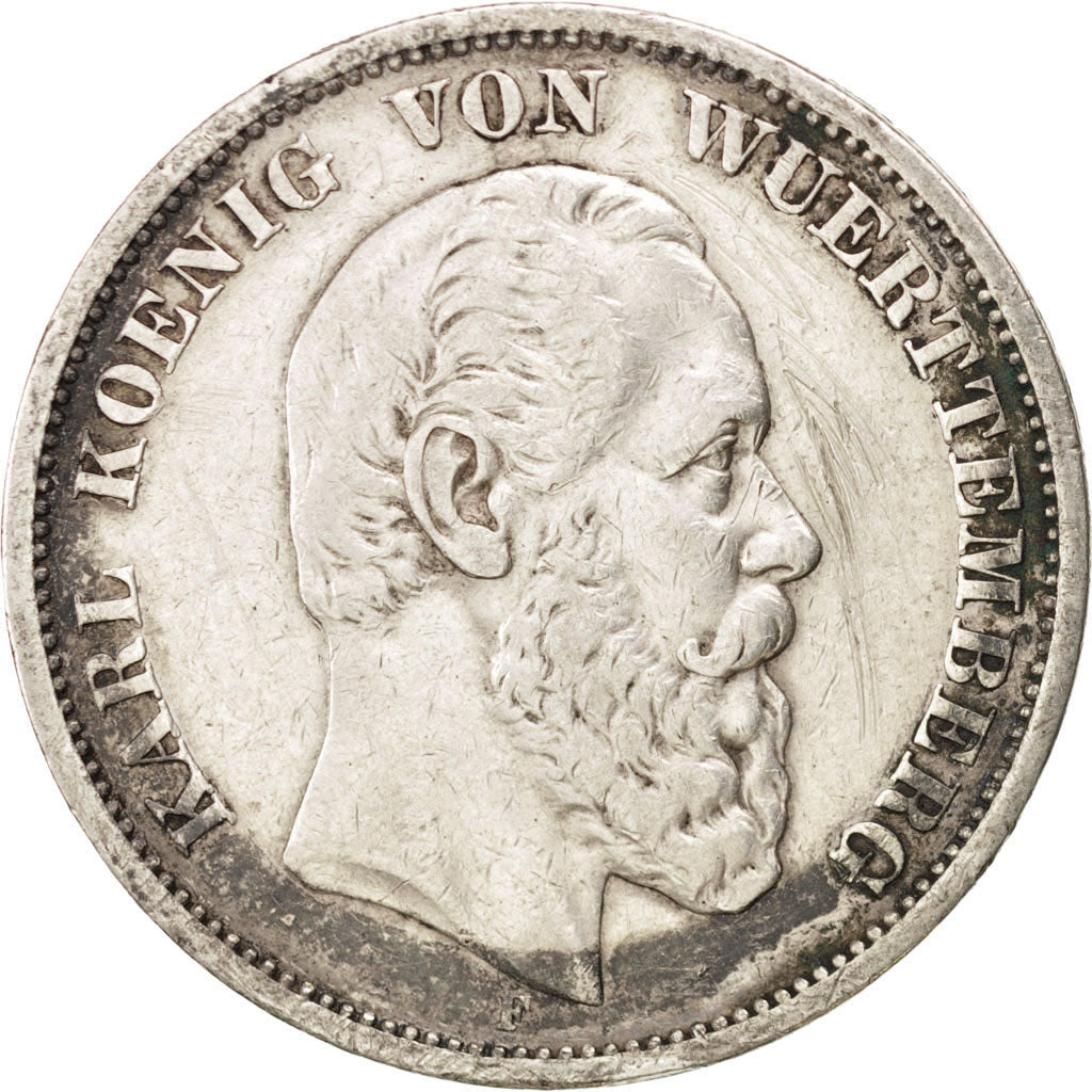 German States, 5 Mark, 1875, Freudenstadt, KM #623, VF(30-35), Silver, 27.57