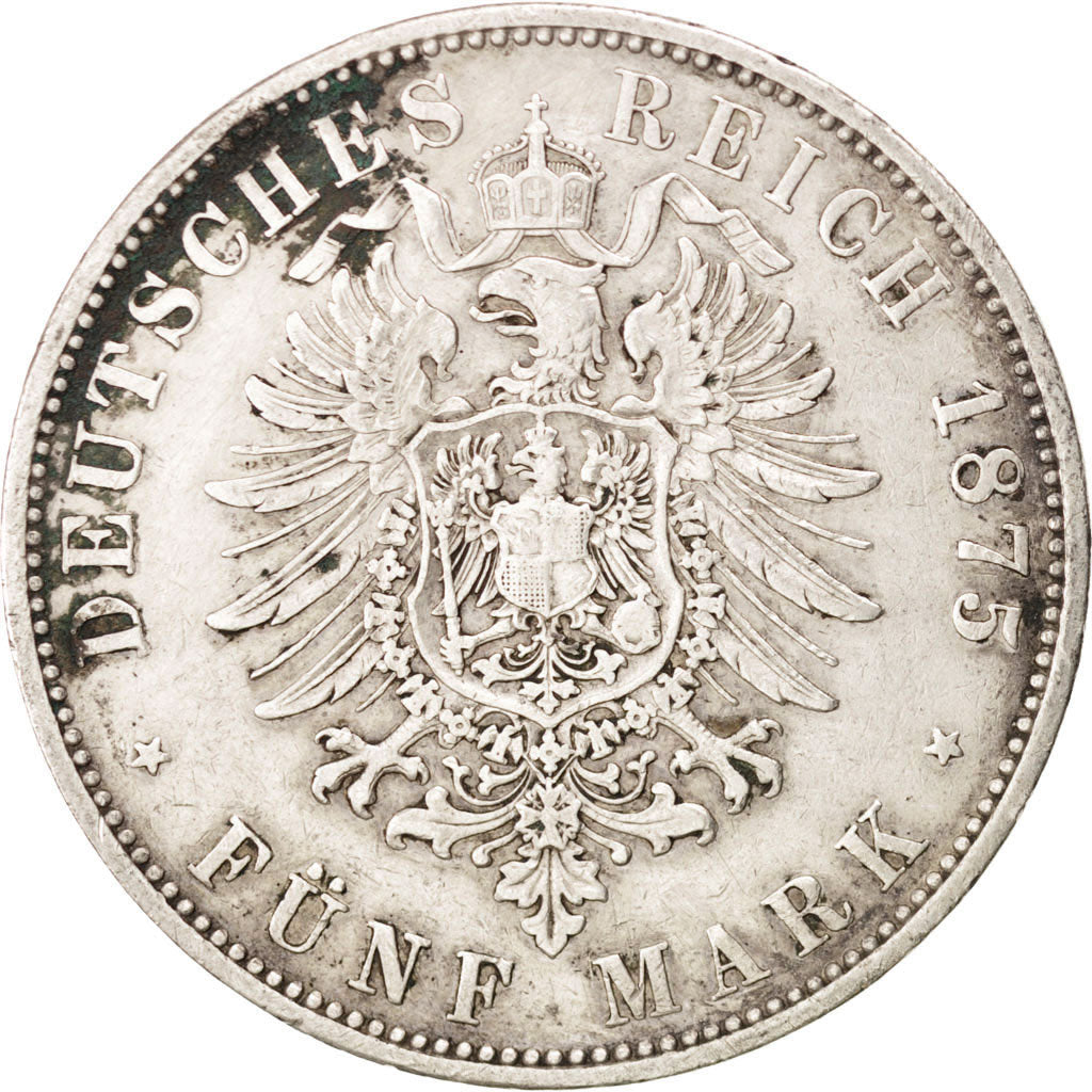 German States, 5 Mark, 1875, Freudenstadt, KM #623, VF(30-35), Silver, 27.57
