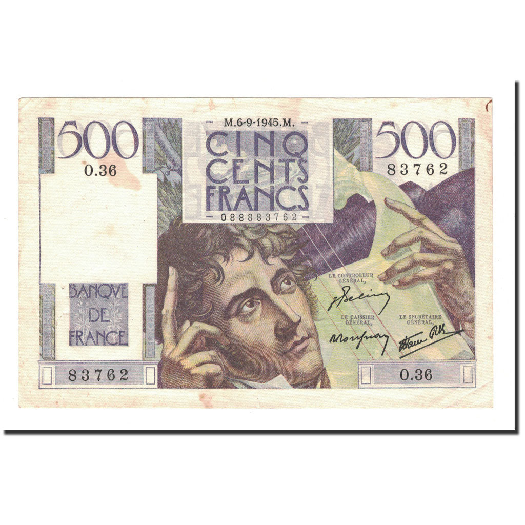 Francja, 500 Francs, Chateaubriand, 1945, 1945-09-06, EF(40-45), Fayette:34.2