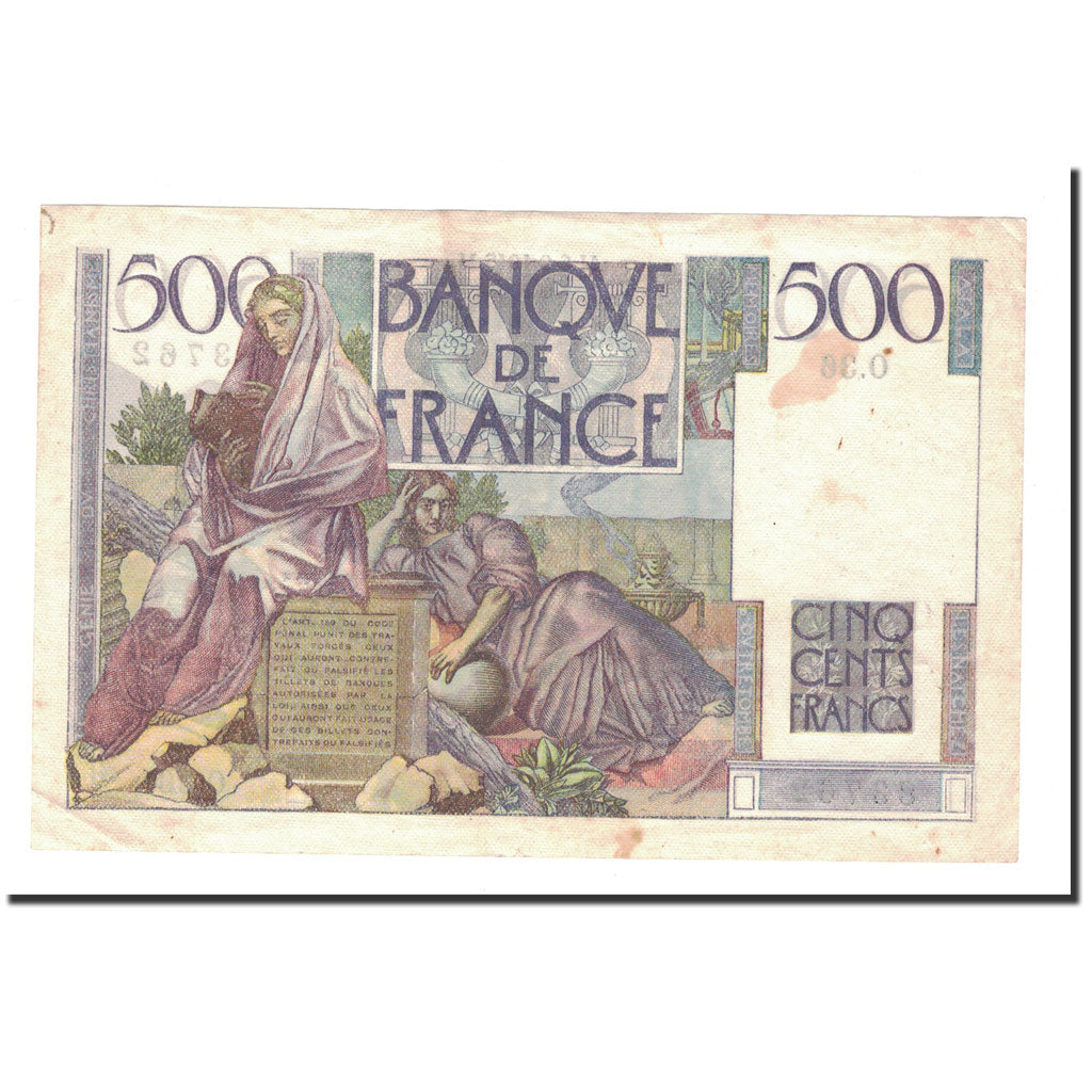 Francja, 500 Francs, Chateaubriand, 1945, 1945-09-06, EF(40-45), Fayette:34.2