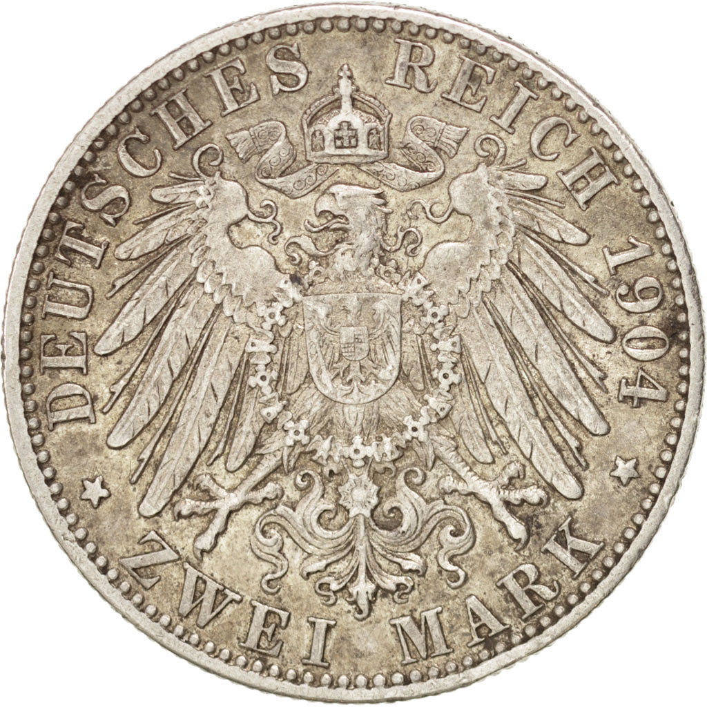 Coin, German States, WURTTEMBERG, Wilhelm II, 2 Mark, 1904, Freudenstadt