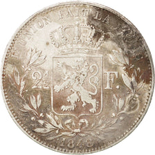 BELGIUM, 2-1/2 Francs, 1848, KM #11, VF(20-25), Silver, 12.45