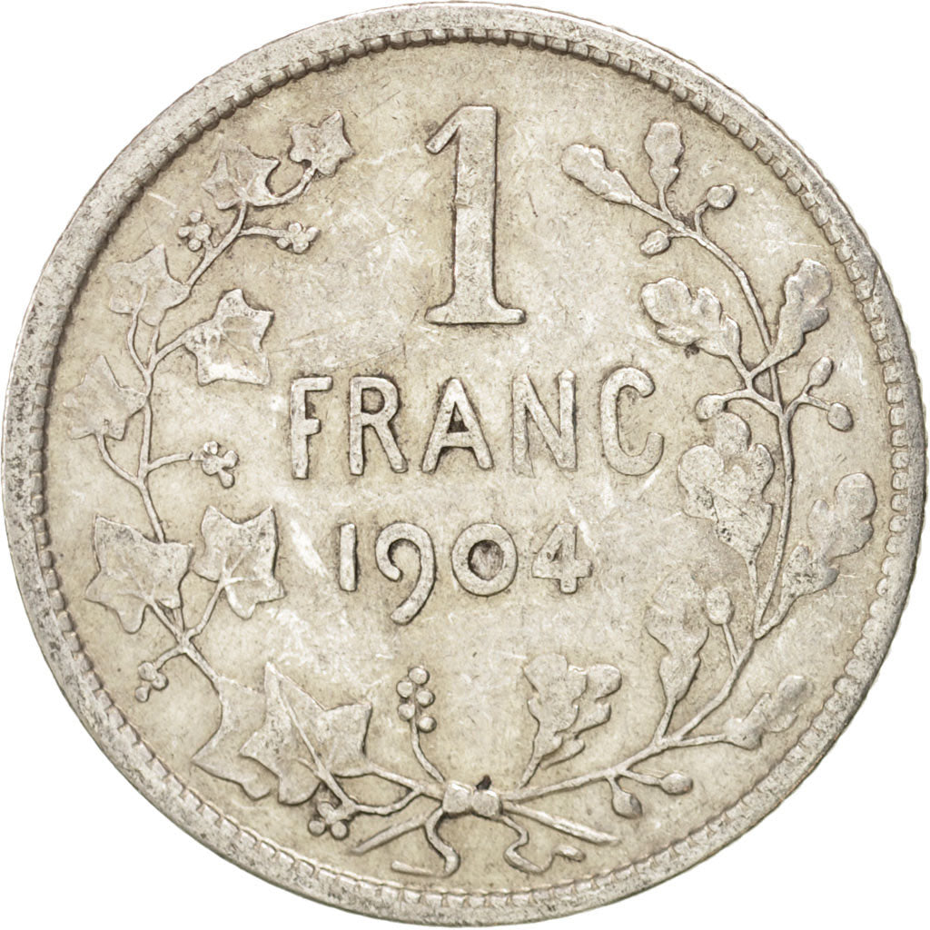 BELGIUM, Franc, 1904, KM #56.1, VF(20-25), Silver, 23, 4.93
