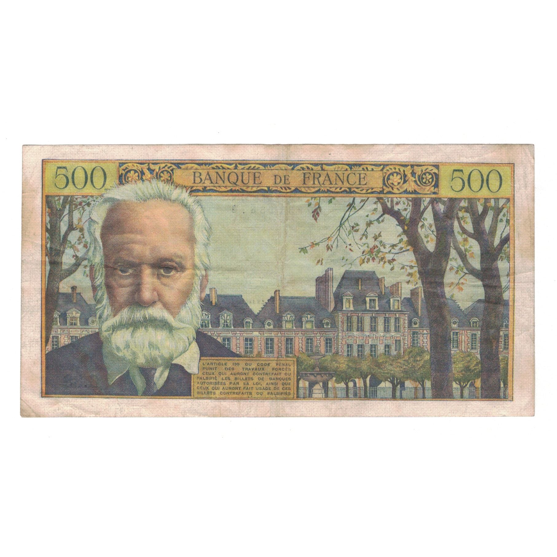 Francia, 500 Francs, Victor Hugo, 1954, 1954-09-02, BB, Fayette:35.3, KM:133a