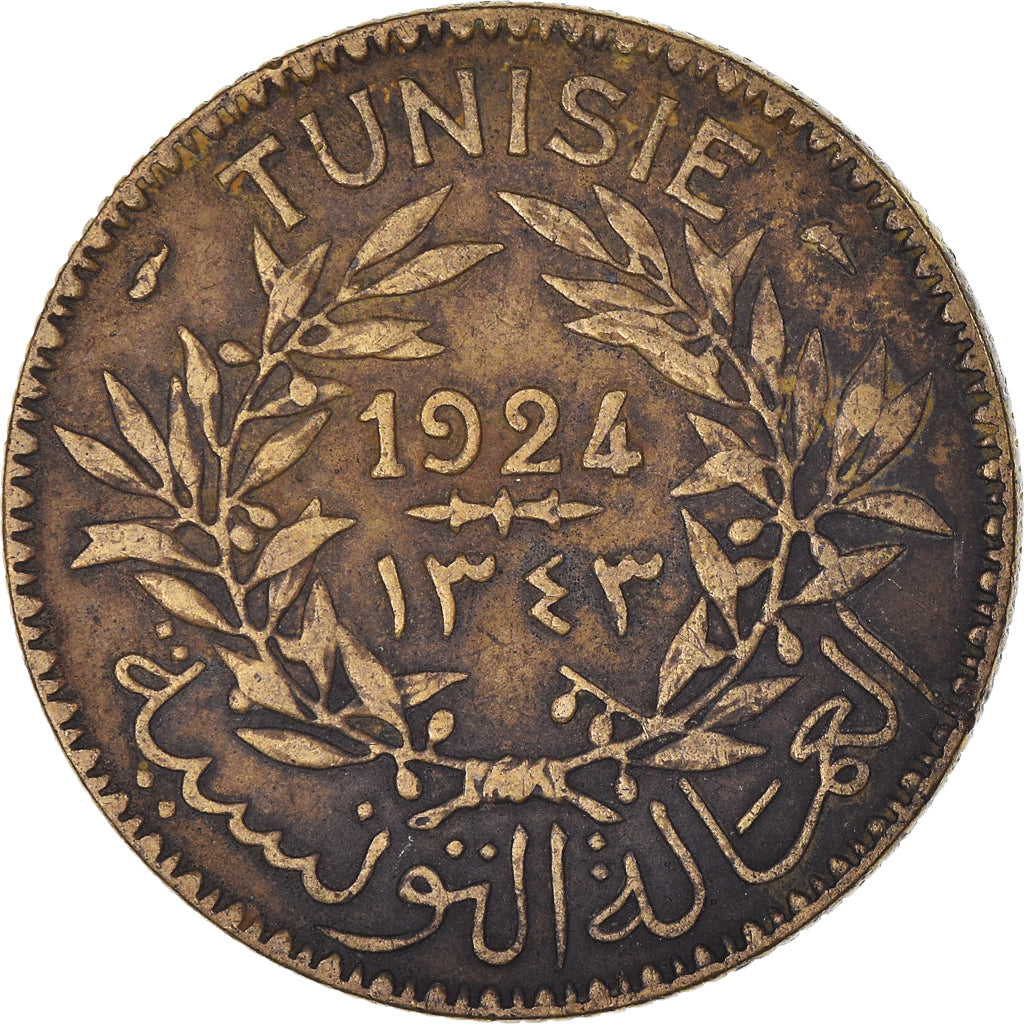 Moeda, Tunísia, 2 Francs, 1924