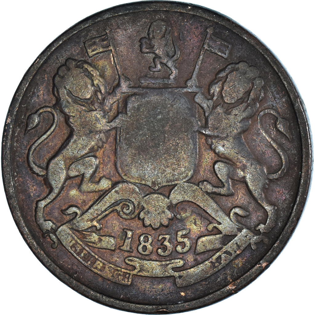Monnaie, Inde, 1/2 Anna, 1835