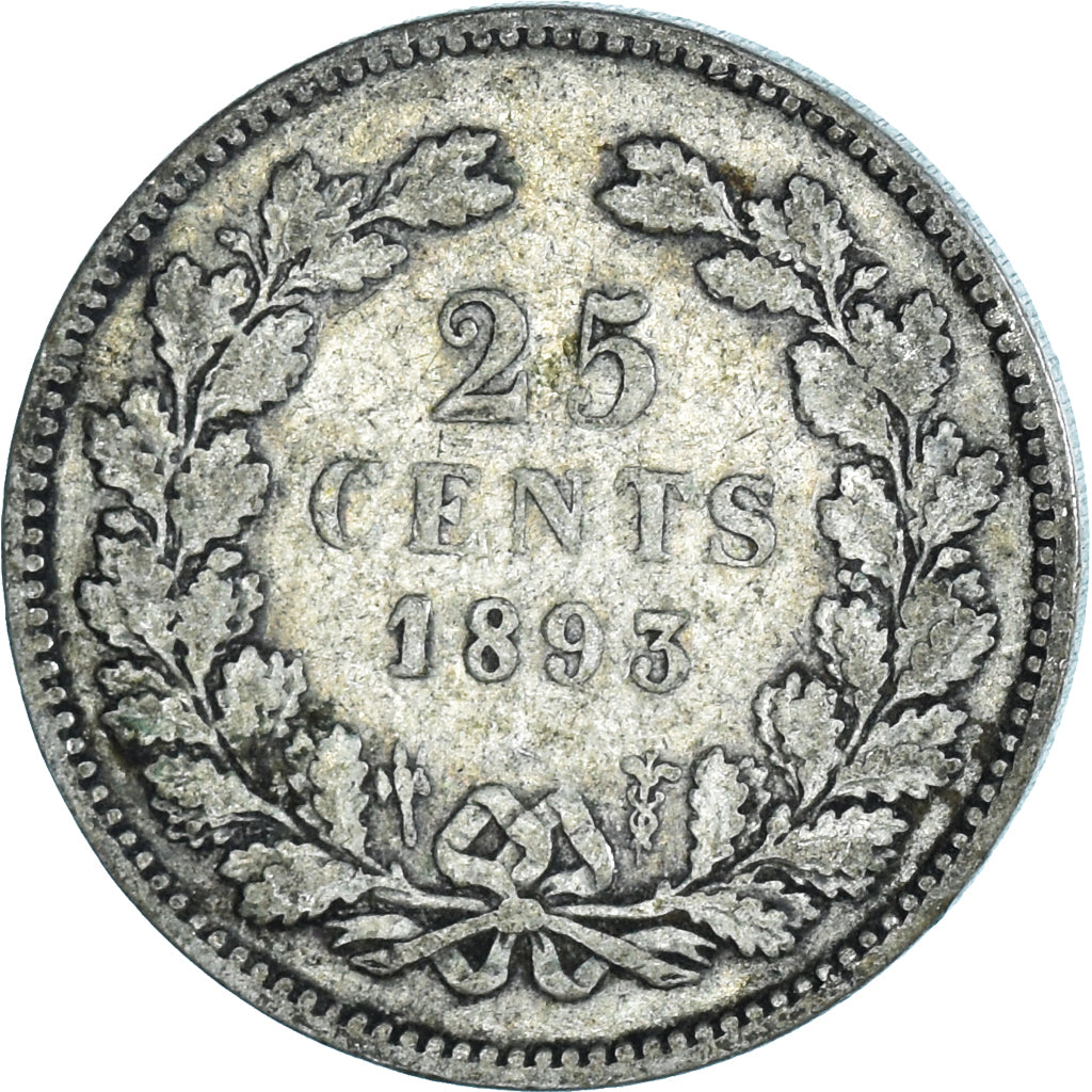 Moeda, Países Baixos, 25 Cents, 1893