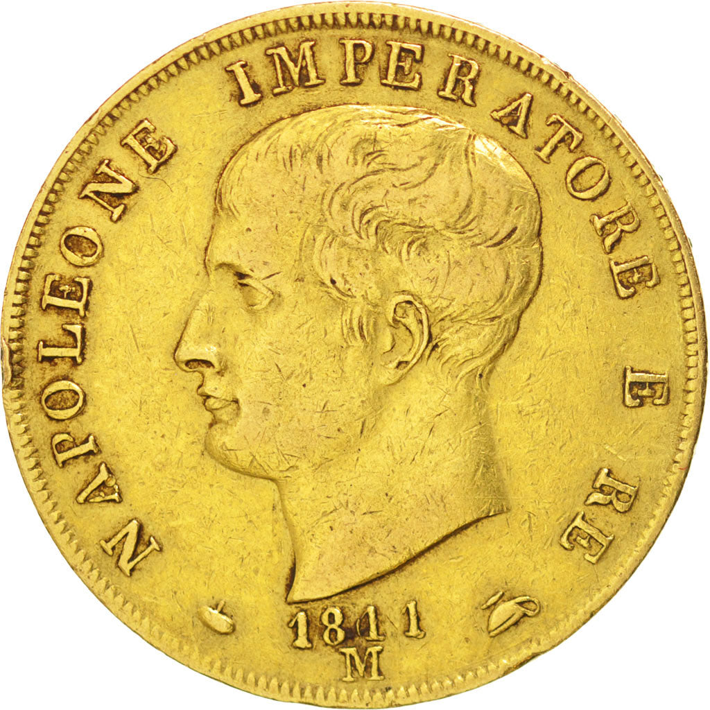 ITALIAN STATES, 40 Lire, 1811, Milan, KM #12, EF(40-45), Gold, 12.89