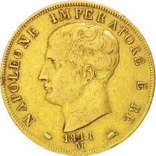 ITALIAN STATES, 40 Lire, 1811, Milan, KM #12, EF(40-45), Gold, 12.89