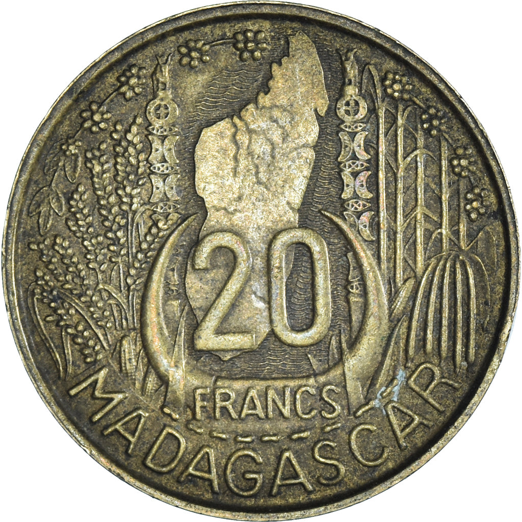 Coin, Madagascar, 20 Francs, 1953