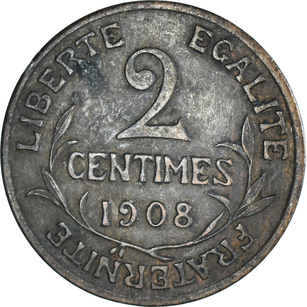 Moeda, França, 2 Centimes, 1908