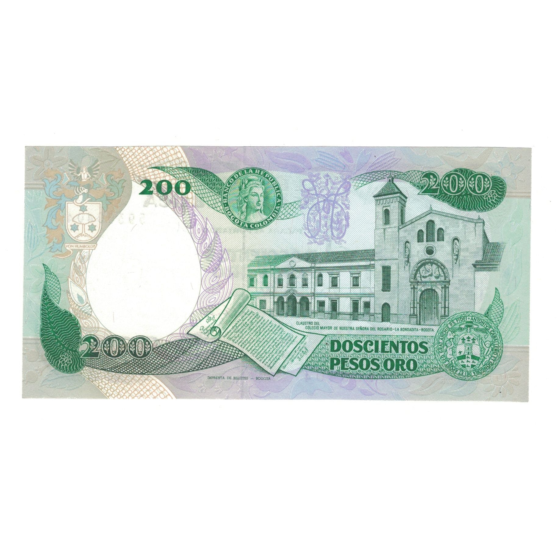 Banknote, Colombia, 200 Pesos Oro, 1985, 1985-11-01, KM:429c, UNC(65-70)