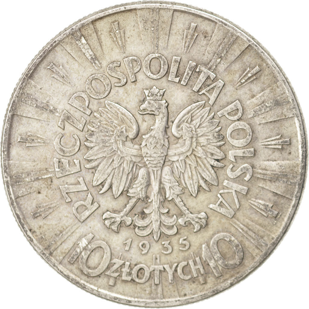 POLAND, 10 Zlotych, 1935, Warsaw, KM #29, EF(40-45), Silver, 34, 21.97