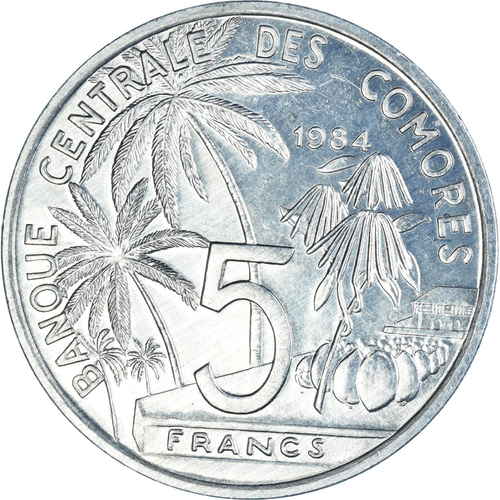 Münze, Komoren, 5 Francs, 1984
