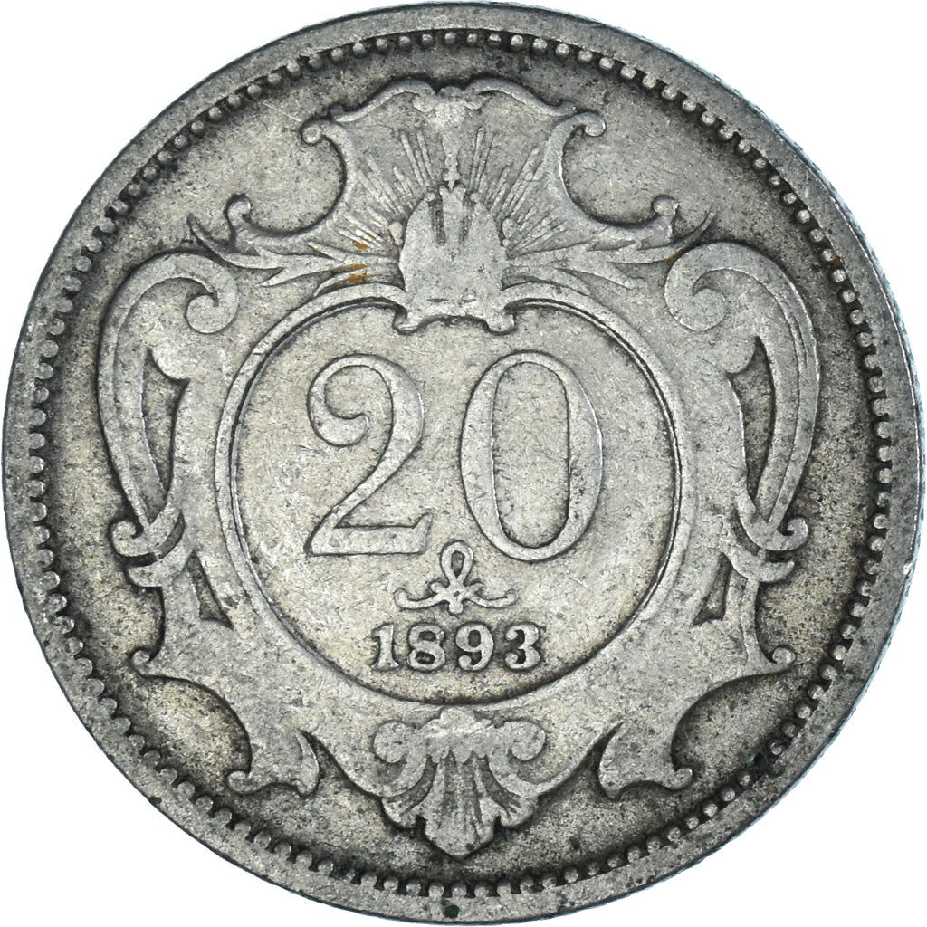Moneda, Austria, 20 Heller, 1893