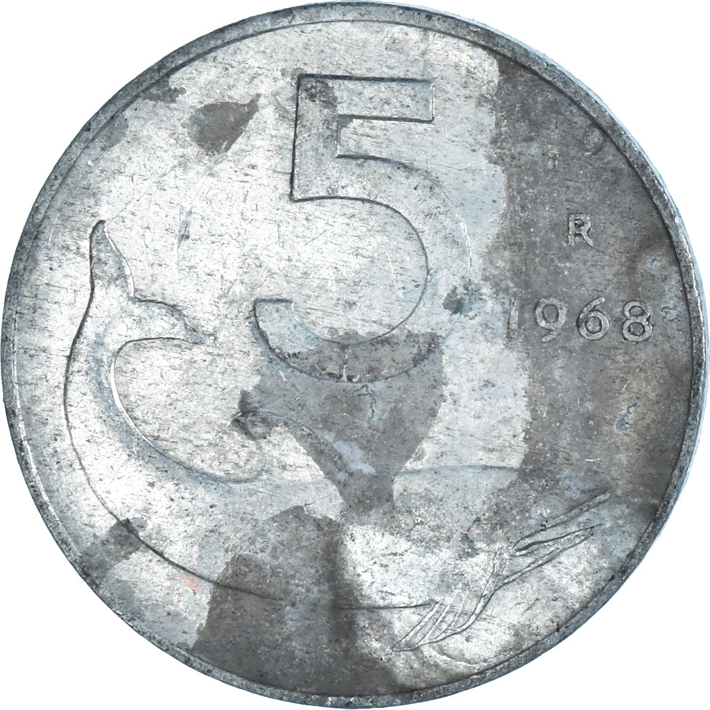 Moneda, Italia, 5 Lire, 1968