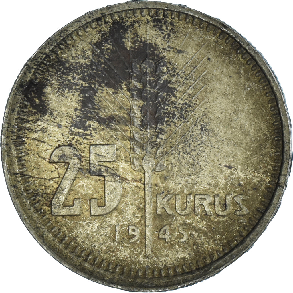 Münze, Türkei, 25 Kurus, 1945