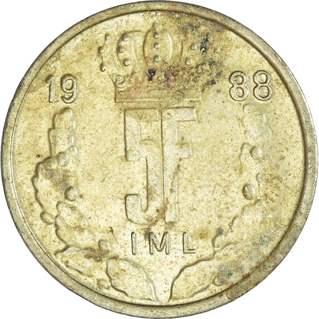 Moneda, Luxemburgo, 5 Francs, 1988