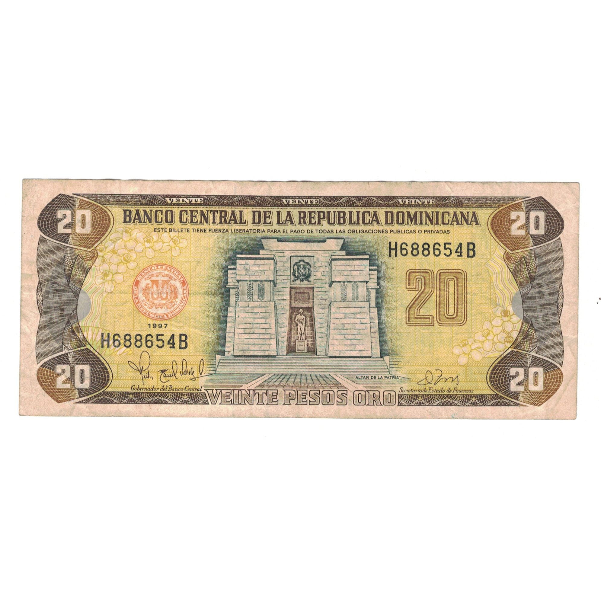 Banknote, Dominican Republic, 20 Pesos Oro, 1997, KM:154a, VF(20-25)