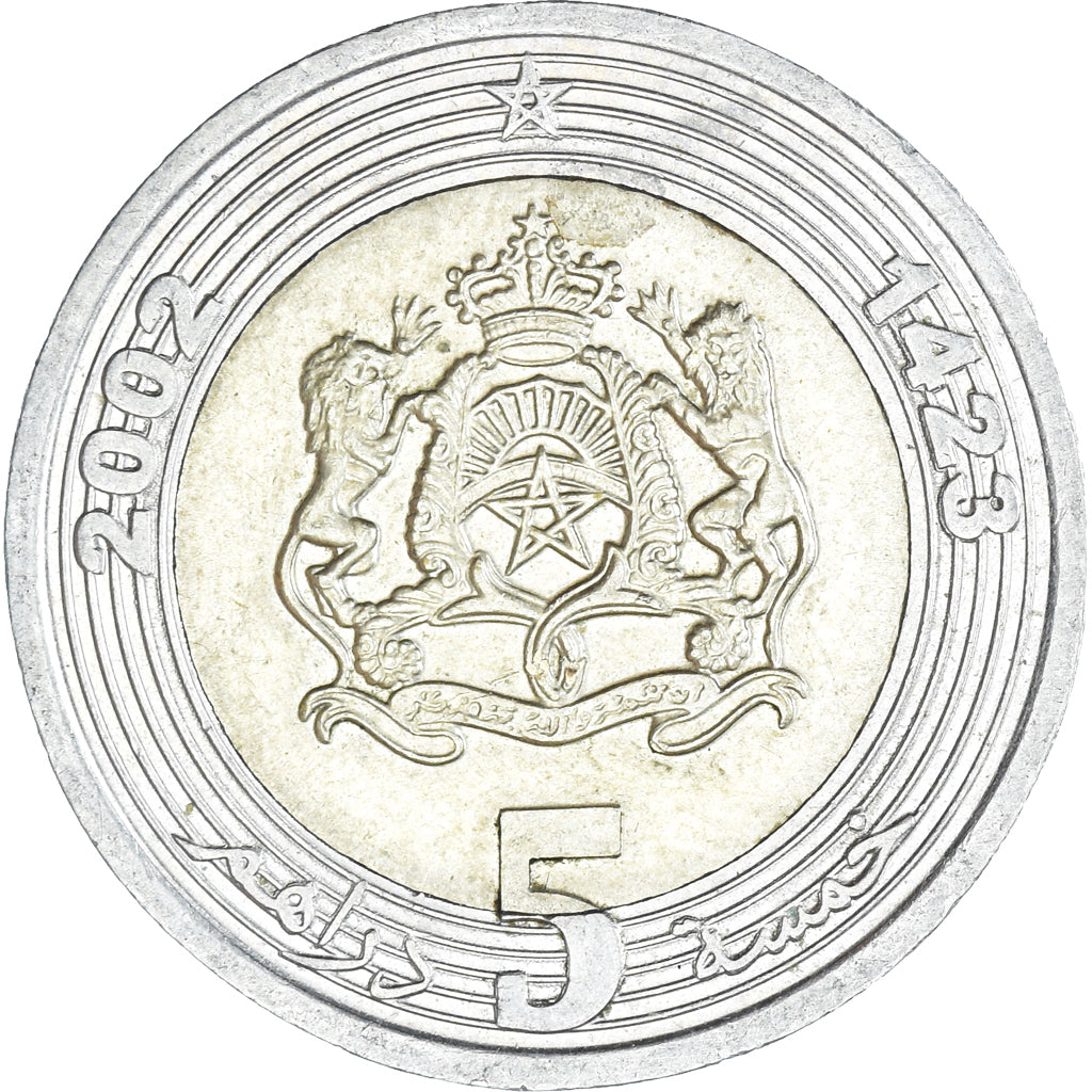 Moneta, Maroko, 5 Dirhams, 2002