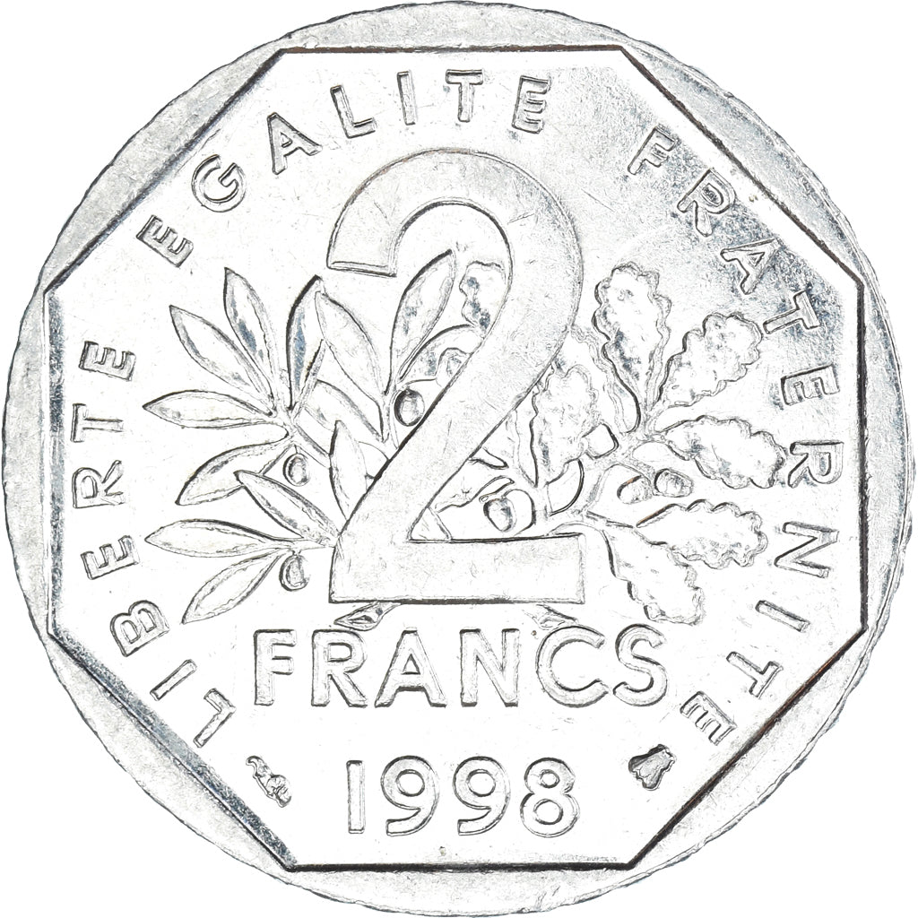 Moeda, França, 2 Francs, 1998