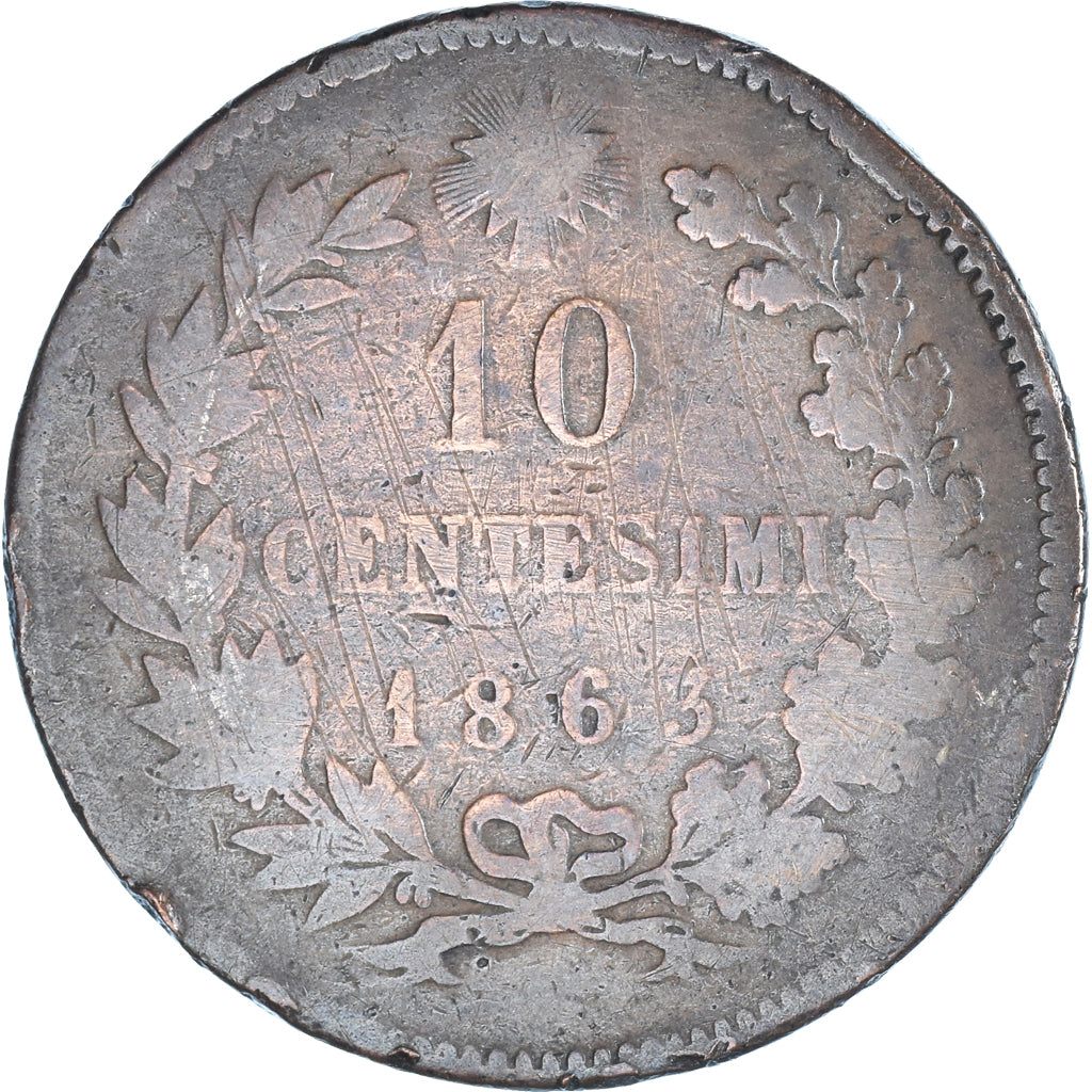 Moeda, Itália, 10 Centesimi, 1863