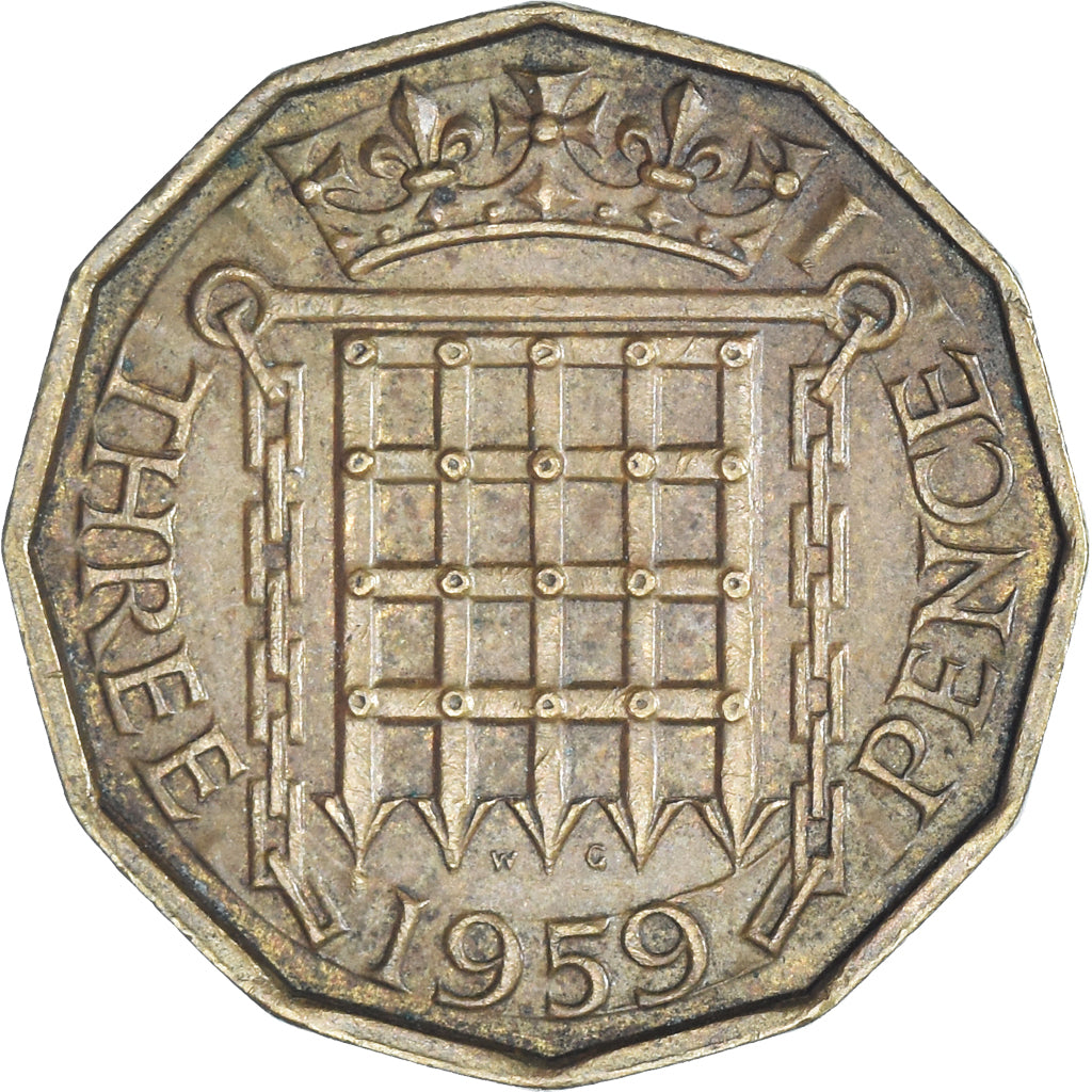 Coin, Great Britain, 3 Pence, 1959