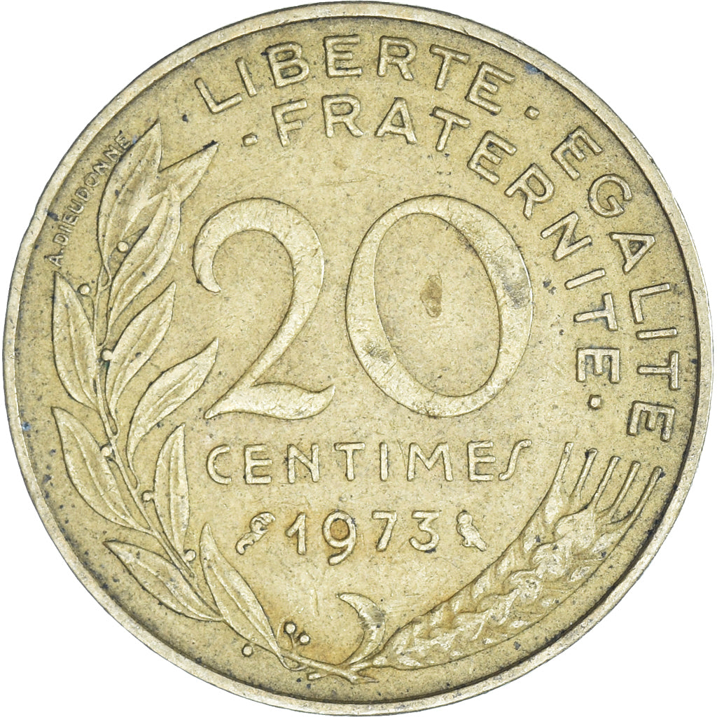 Moneta, Francja, 20 Centimes, 1973