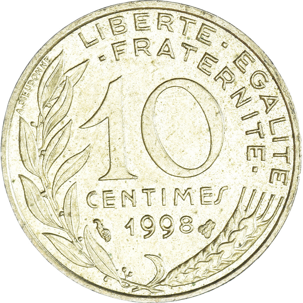 Moeda, França, 10 Centimes, 1998