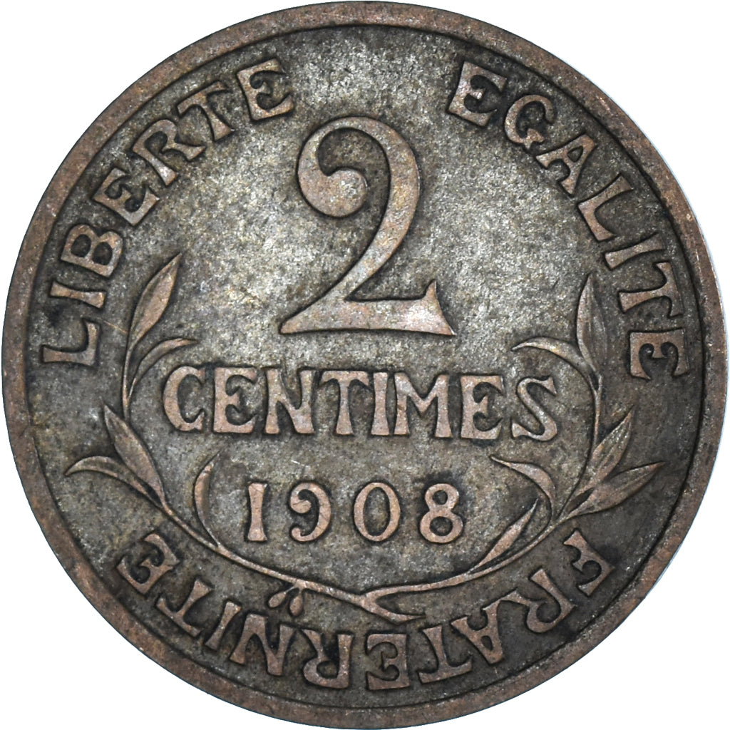 Munten, Frankrijk, 2 Centimes, 1908