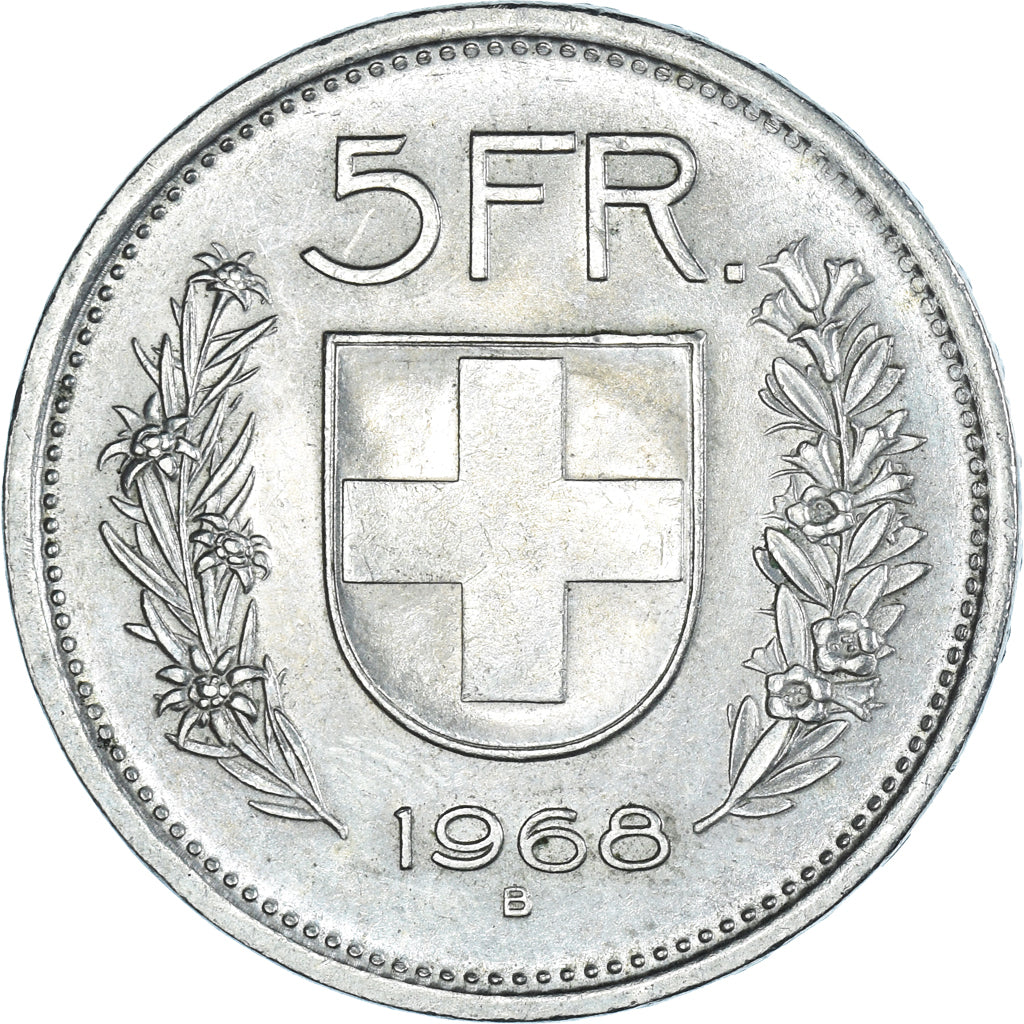Munten, Zwitserland, 5 Francs, 1968