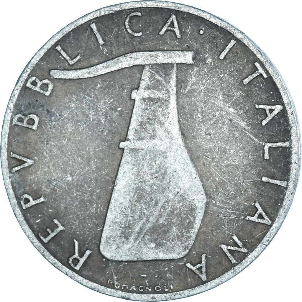 Munten, Italië, 5 Lire, 1954, FR+, Aluminium