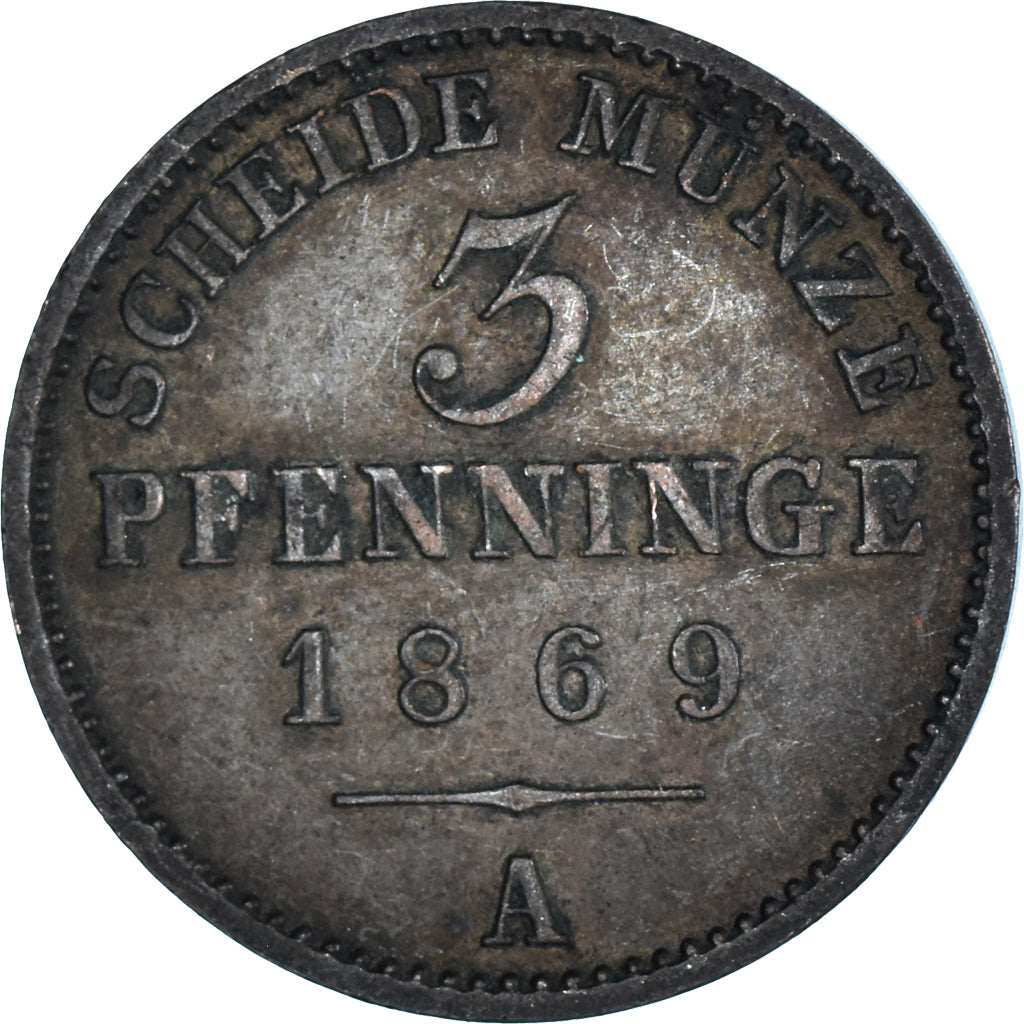 Moneta, Stati tedeschi, 3 Pfennig, 1869