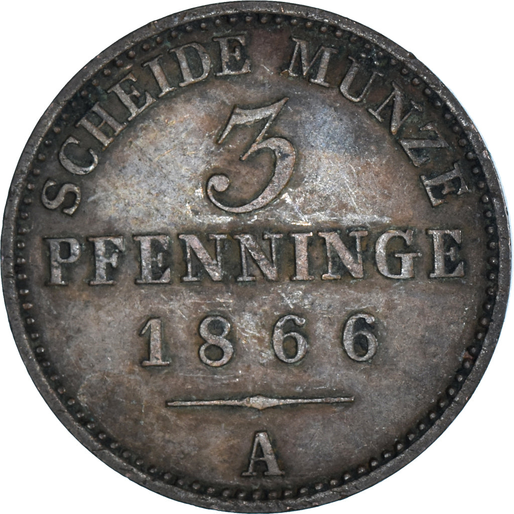Moneta, Stati tedeschi, 3 Pfennig, 1866