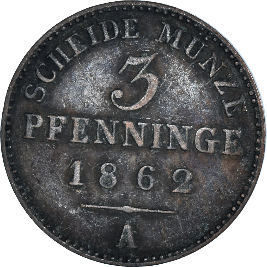 Moneta, Landy niemieckie, 3 Pfennig, 1862