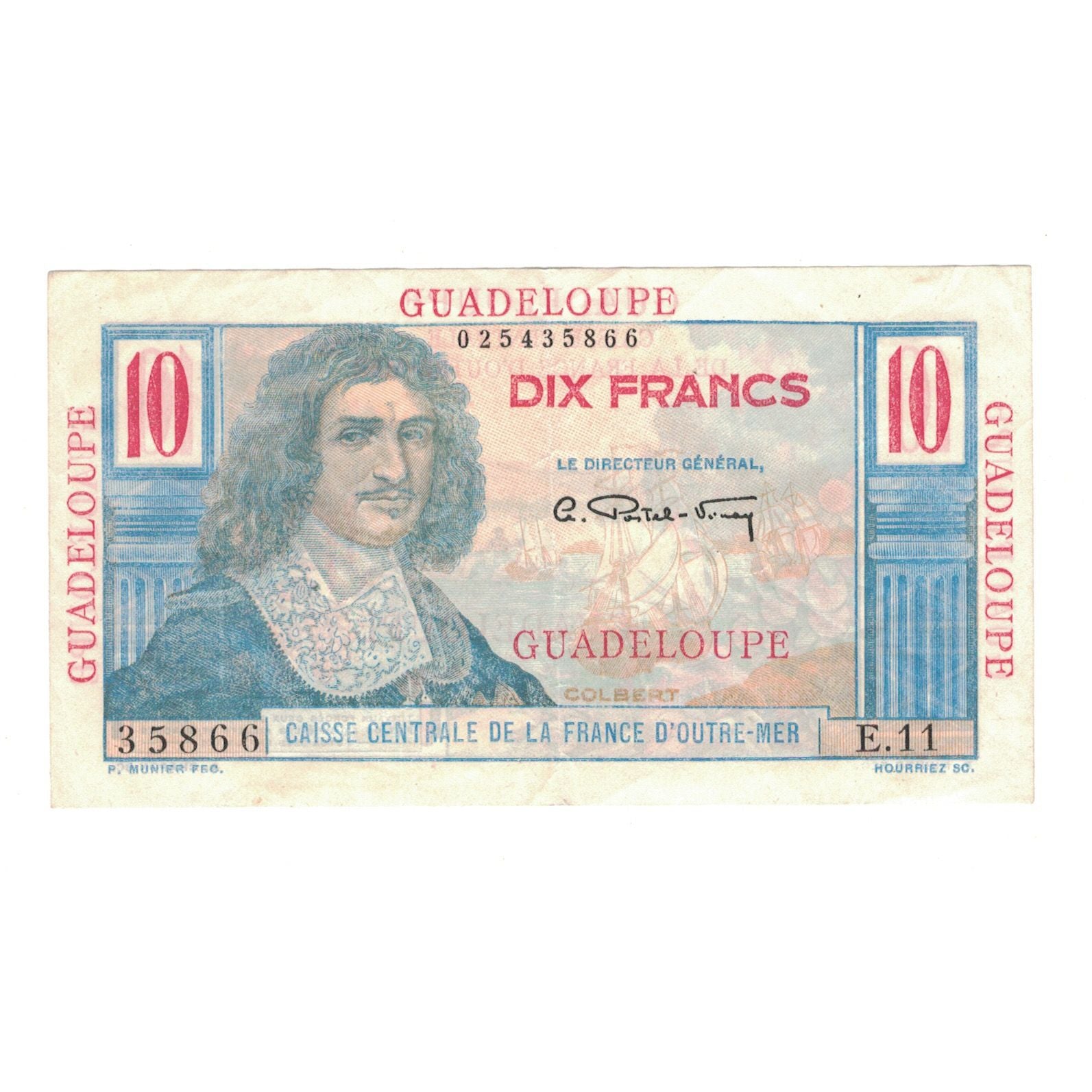 Guadeloupe, 10 Francs, AU(50-53), KM:32