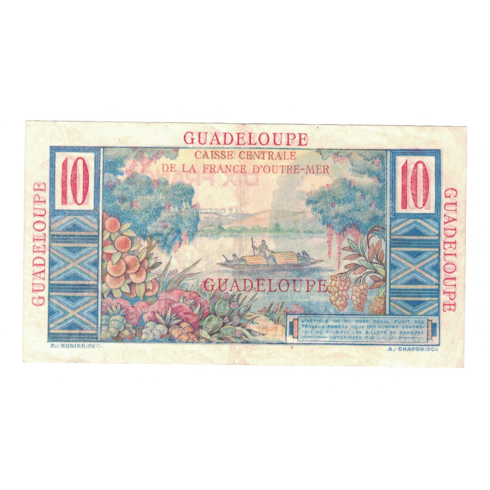 Guadeloupe, 10 Francs, AU(50-53), KM:32