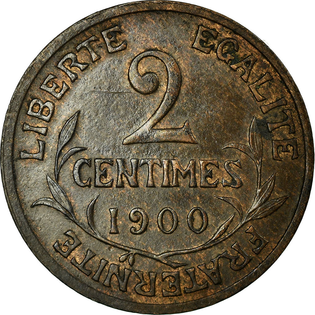 Munten, Frankrijk, Dupuis, 2 Centimes, 1900, ZF+, Bronze, KM:841, Gadoury:107